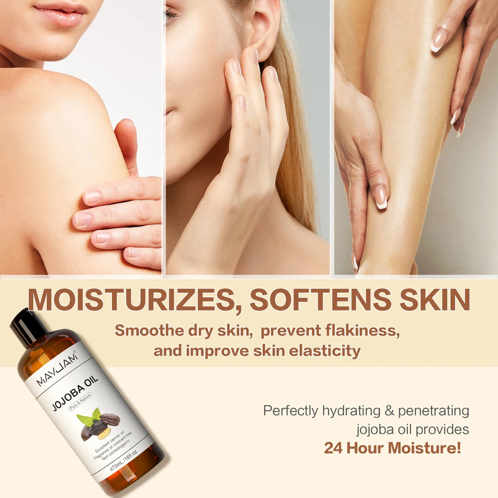 MAYJAM USDA Organic Jojoba Oil Moisturizing for Face, Hair, Skin & Nails Pure Natural Cold Pressed Grapeseed Sunflower Seed Oil