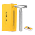 Stainless Steel Double Edge Safety Razor with 5 Spare Blades 30° Angled Precision Reusable Blade Razors for Men