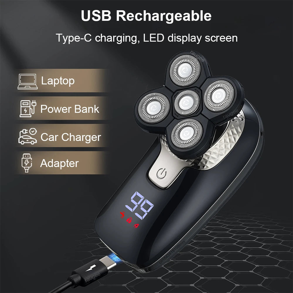 Electric Head Shaver for Men Bald Head Shaving Machine Electric Razor Man Hair Beard Trimmer Rechargeable Men's Hair Clipper