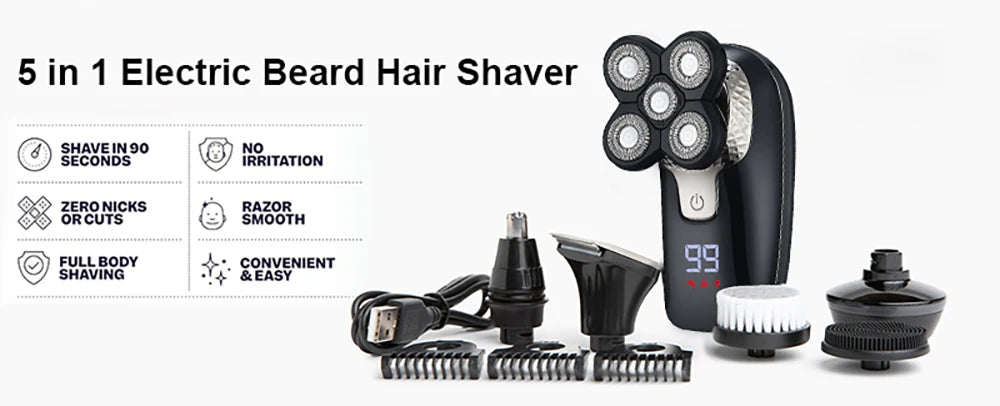 Electric Head Shaver for Men Bald Head Shaving Machine Electric Razor Man Hair Beard Trimmer Rechargeable Men's Hair Clipper