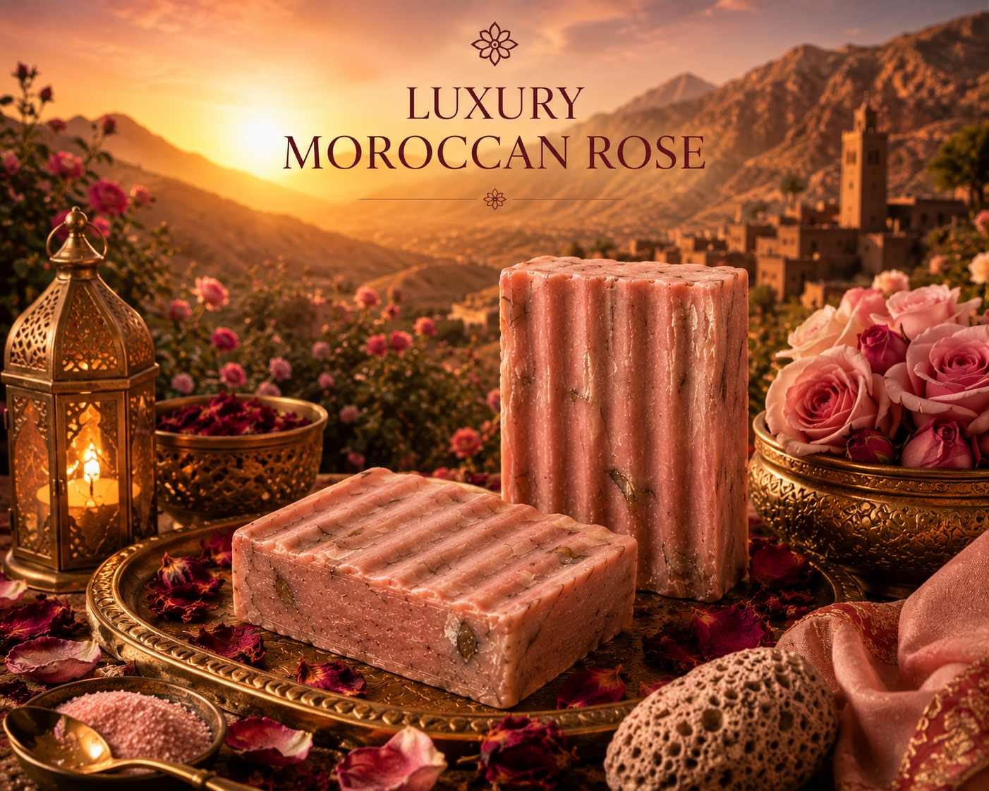 Luxury Moroccan Rose | Botanical Exfoliating Soap with Real Rose Petals